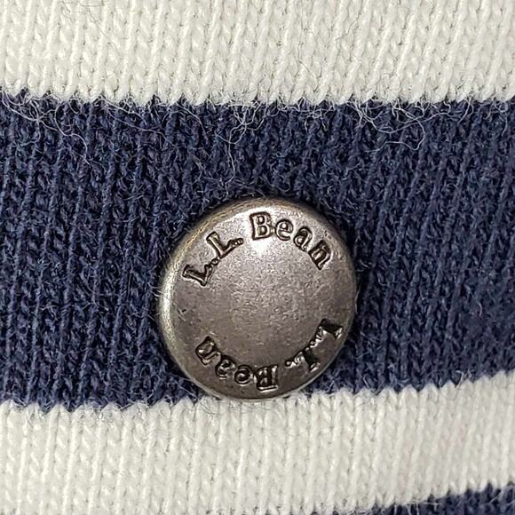 LL Bean Hoodie Womens Large L Blue Striped Henley Nautical Sweatshirt Casual - Picture 5 of 11